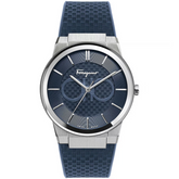 Ferragamo Men’s Swiss Made Quartz Blue Silicone Strap Blue Dial 41mm Watch SFHP00120